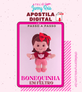 Apostila Digital (passo a passo) - Bonequinha enfeite retrovisor para carro em feltro
