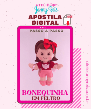 Apostila Digital (passo a passo) - Bonequinha enfeite retrovisor para carro em feltro