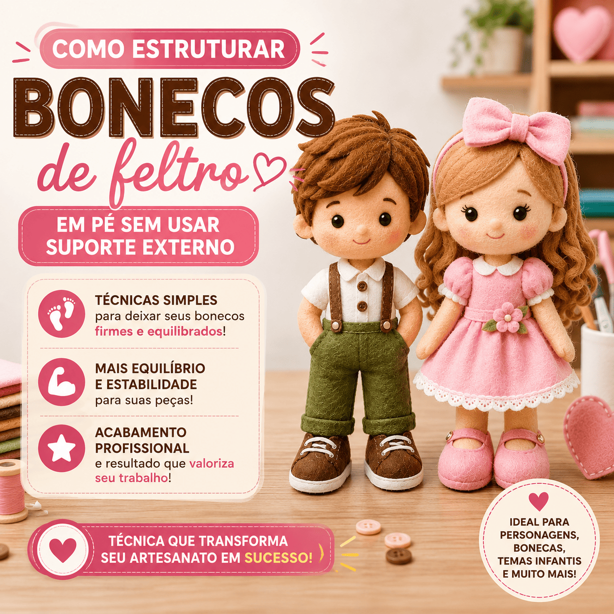Como Estruturar Bonecos de Feltro