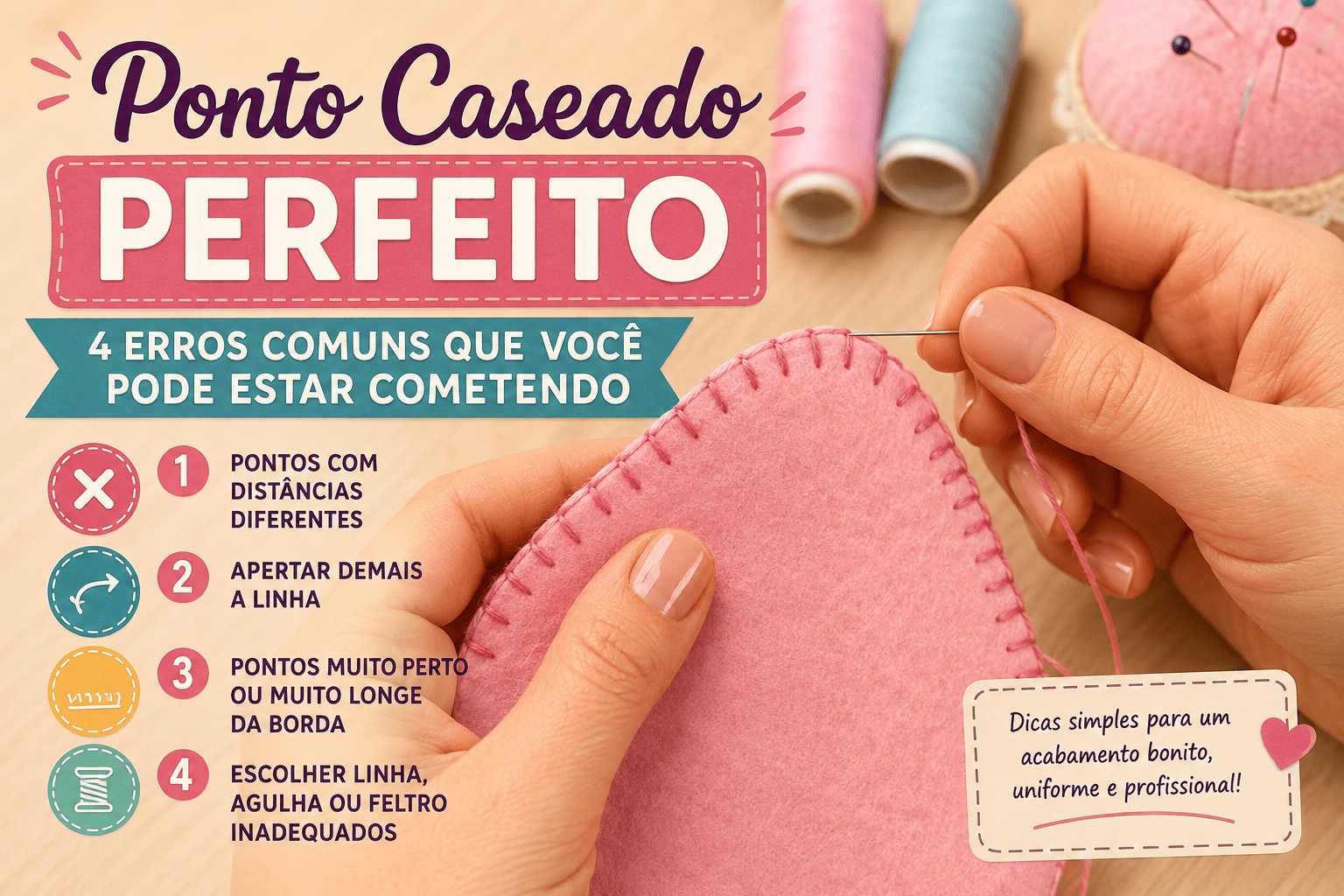 Como fazer Ponto Caseado Perfeito no feltro