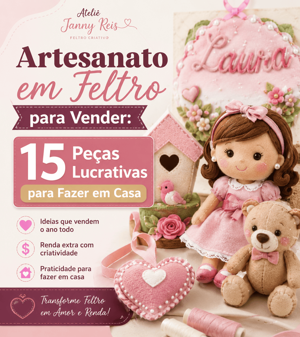 Artesanato em Feltro para Vender - 15 Peças Lucrativas para Fazer em Casa