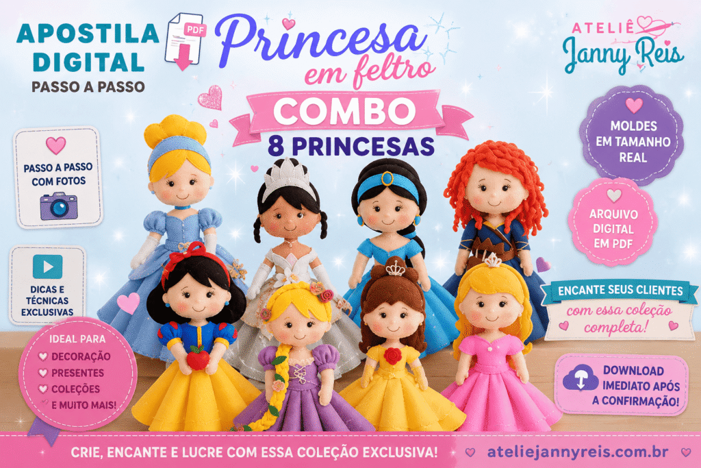 banner horizontal do Combo de 8 Princesas