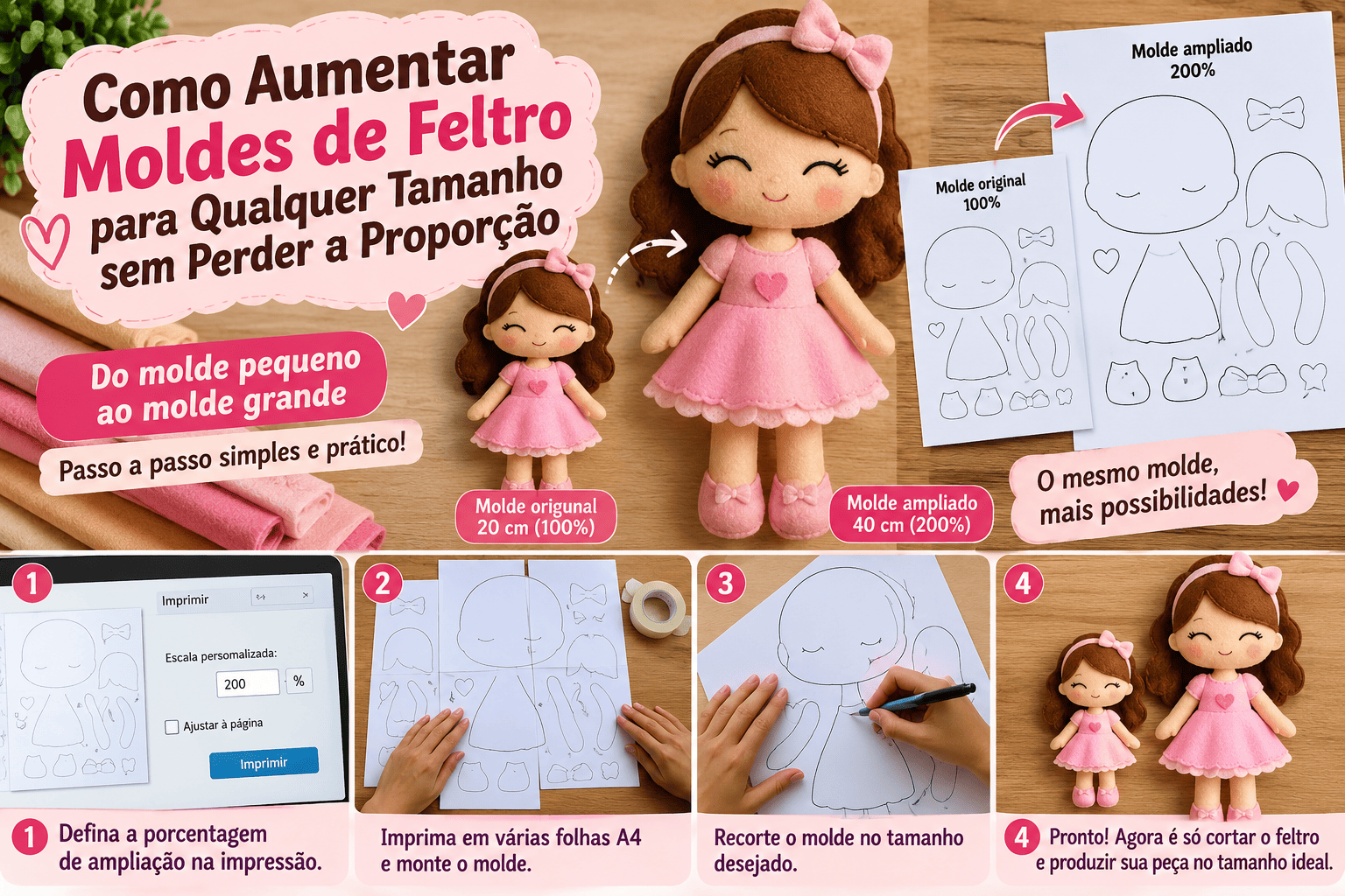 como aumentar molde de feltro -Tutorial